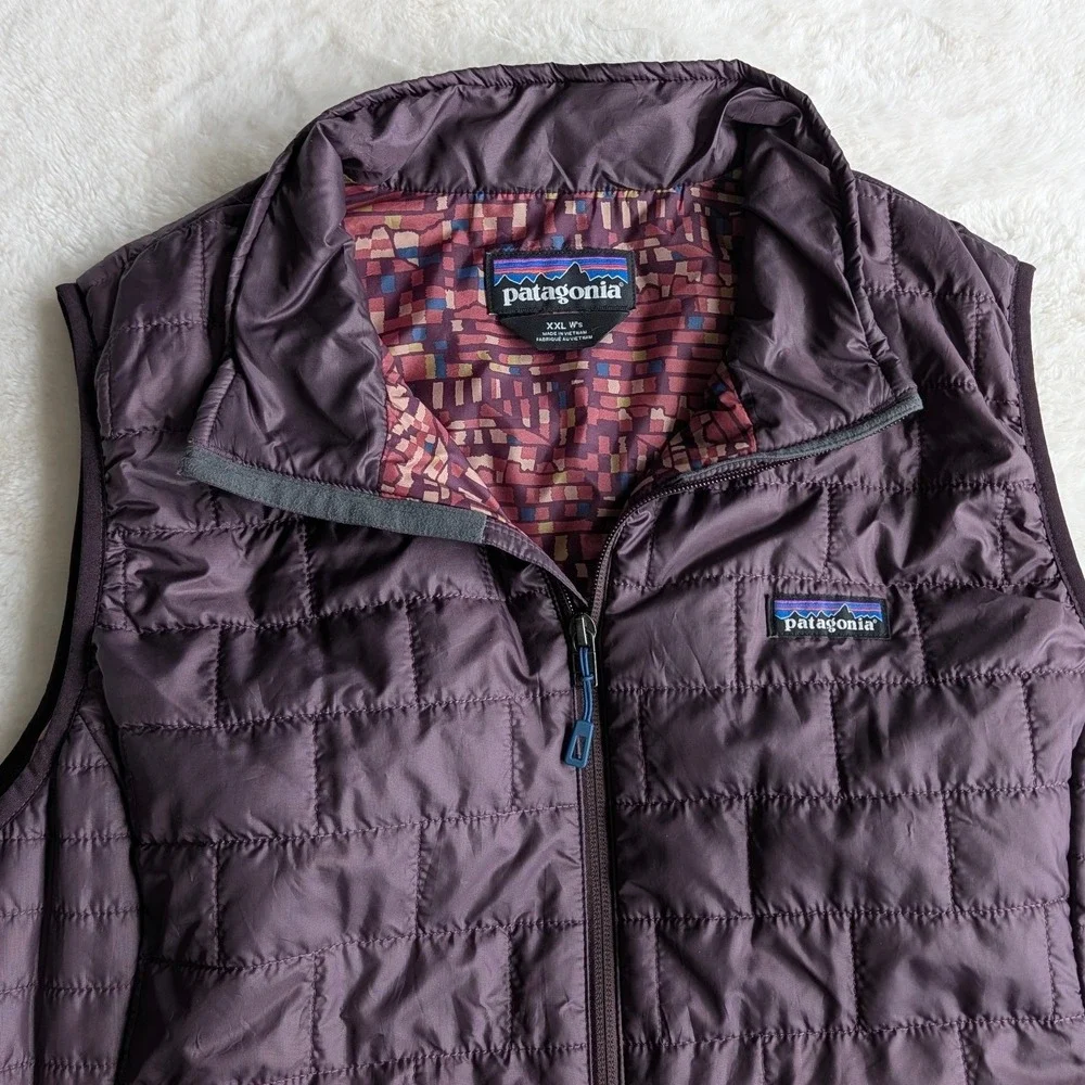 Patagonia Nano Puff Vest Womens XXL Purple Quilted Insulated Full Zip Puffer